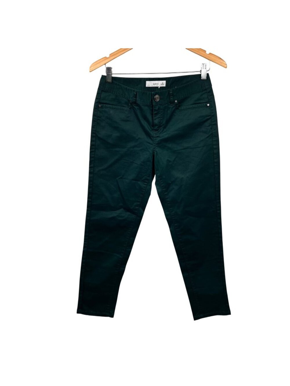 Bossini Womens Ankle Khaki Pants Dark Green Mid Rise Size 26 Waist